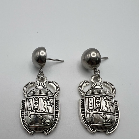 Egyptian Beetles Spiritual Statement Earrings  - Ancient  Spiritual Earrings - Picture 4 of 9